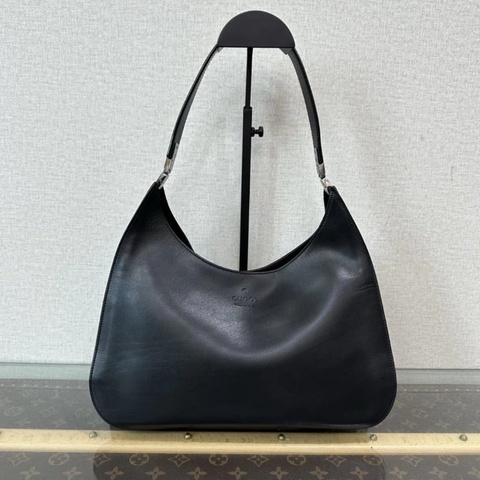 GUCCI 黑銀全皮手提肩背hobo包 31.5*26*7 98新