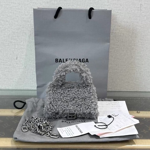 BALENCIAGA 泰迪毛沙漏mini手提斜背包13*8*5 98新配件塵袋購證吊牌