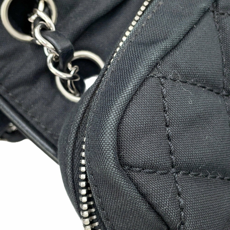 香奈兒鏈條肩背包,絎縫,Coco標誌,運動系列,單蓋,瓷白色帆布,黑色-9