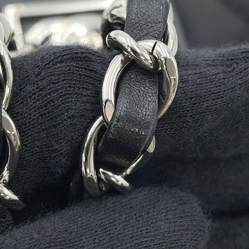 香奈兒鏈條肩背包,絎縫,Coco標誌,運動系列,單蓋,瓷白色帆布,黑色-15