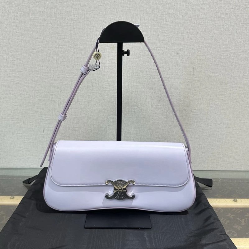 CELINE Lola紫色銀扣手提腋下包29*12*5 98新配件塵袋-0