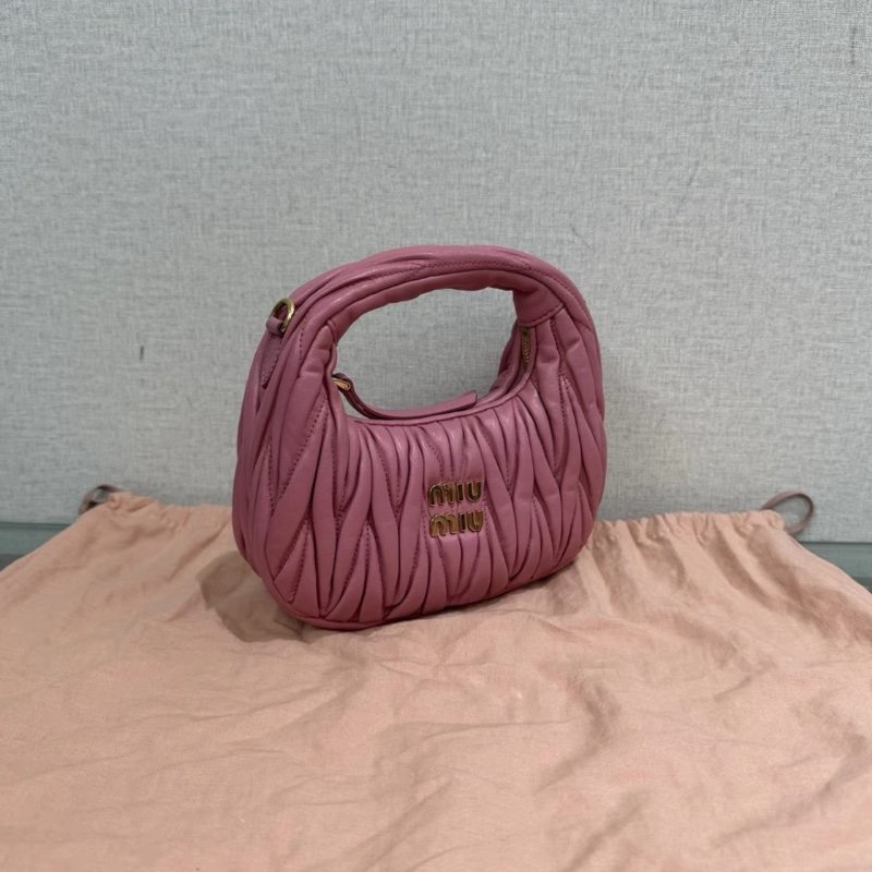 MIUMIU wander粉金mini hobo手提斜背包 17.5*14*6 98新配件塵袋-1