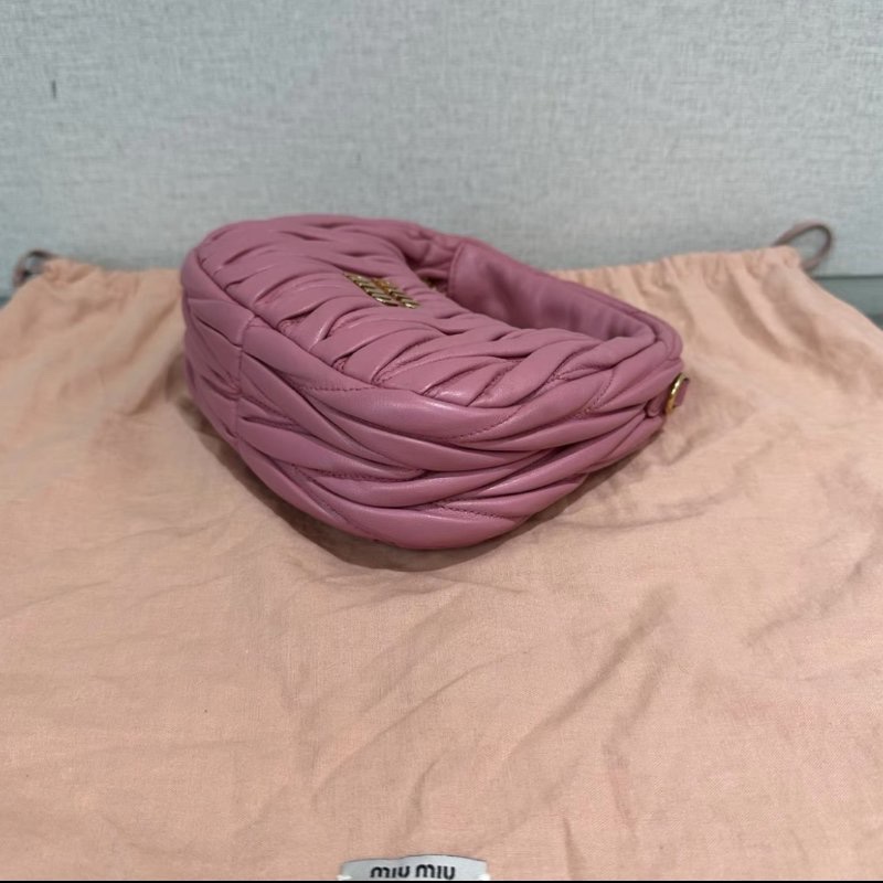 MIUMIU wander粉金mini hobo手提斜背包 17.5*14*6 98新配件塵袋-2