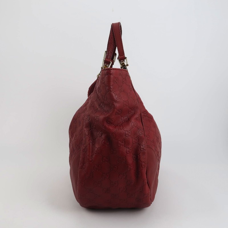 Gucci 牛皮純色雙G老花壓紋手提包-2