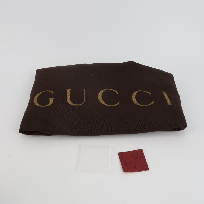 Gucci 牛皮純色雙G老花壓紋手提包-8