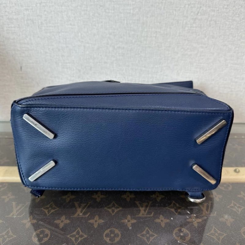 LOEWE 藍色銀扣小號拼圖手提肩背斜背包 24*15*10 98新配件塵袋-3