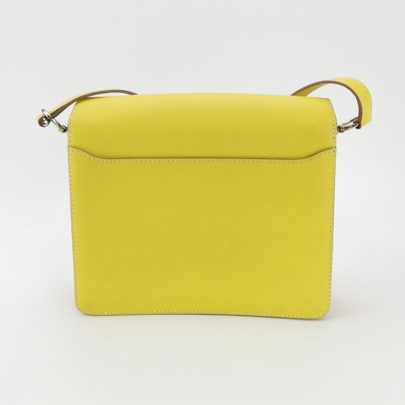 Hermes Roulis23純色豬鼻子斜挎包單肩包vercolor牛皮銀扣9R酸橙黃C刻-4