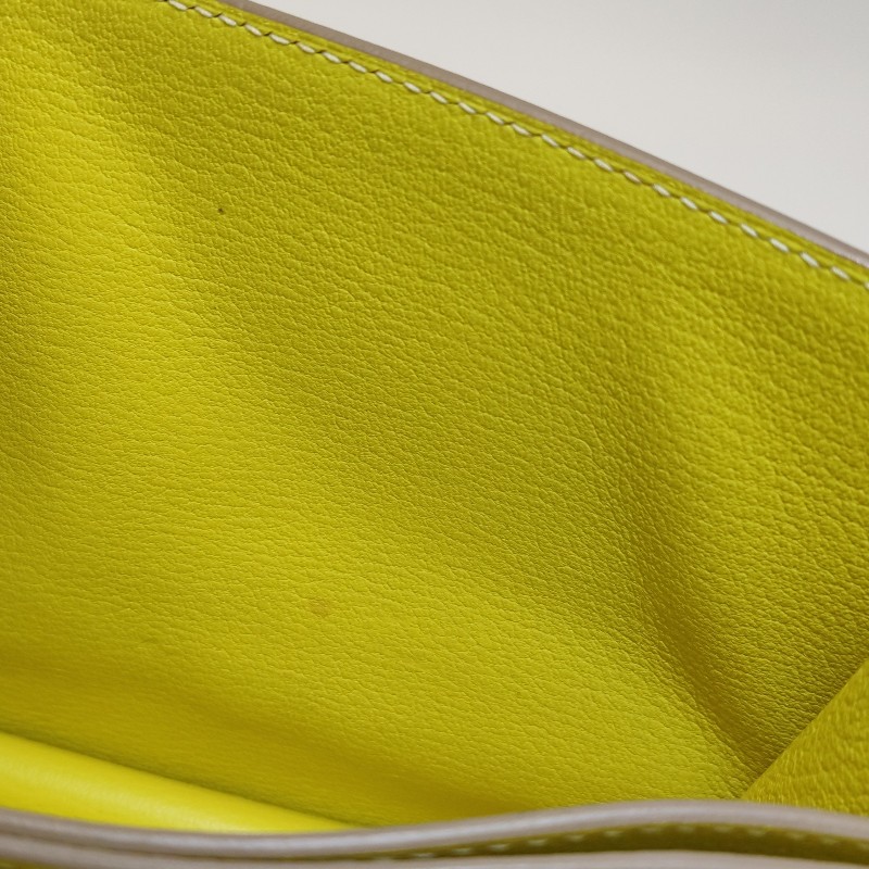 Hermes Roulis23純色豬鼻子斜挎包單肩包vercolor牛皮銀扣9R酸橙黃C刻-9