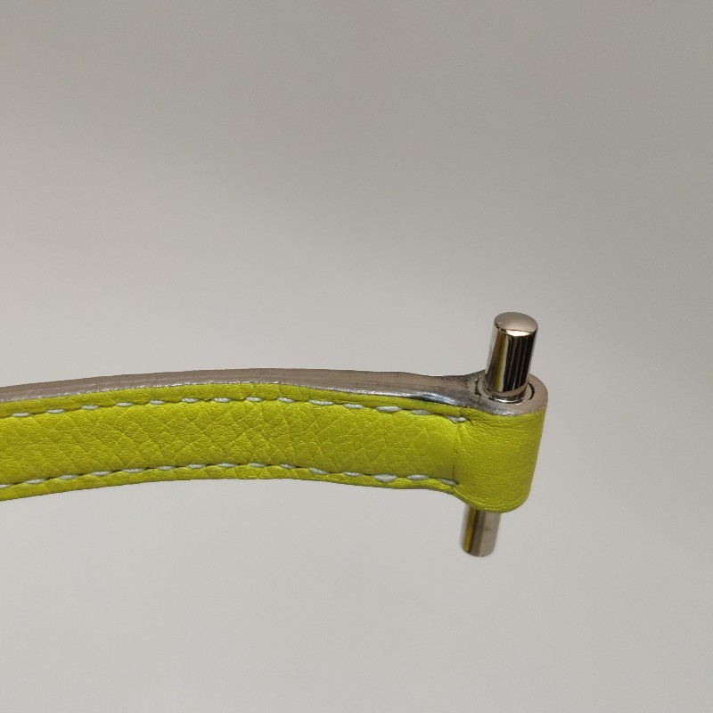 Hermes Roulis23純色豬鼻子斜挎包單肩包vercolor牛皮銀扣9R酸橙黃C刻-11