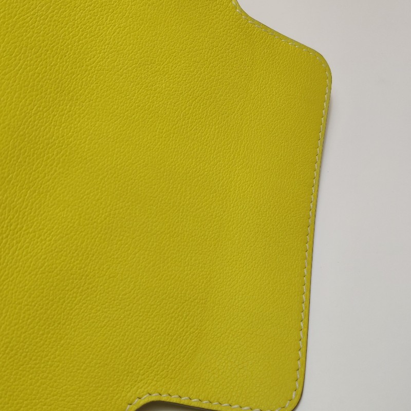 Hermes Roulis23純色豬鼻子斜挎包單肩包vercolor牛皮銀扣9R酸橙黃C刻-20