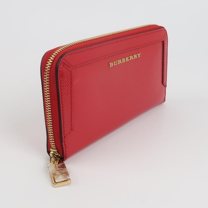 Burberry牛皮純色字母Logo拉鍊錢包-2