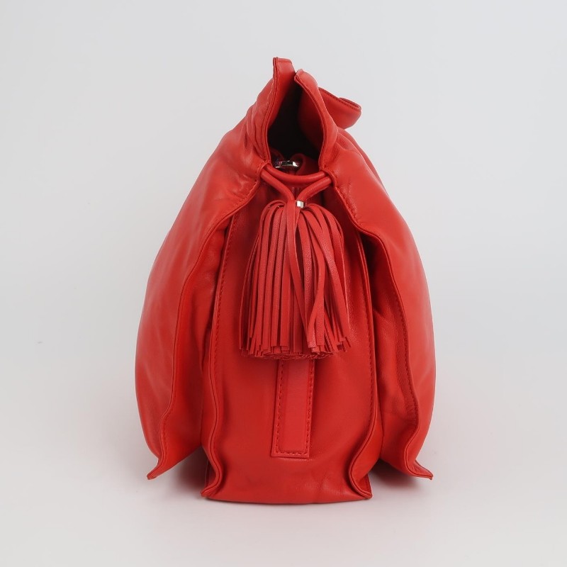 Loewe Flamenco中號羊皮純色壓紋Logo繩結設計斜挎包單肩包-2