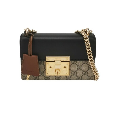Gucci Padlock小號牛皮老花拼皮鎖釦單肩包