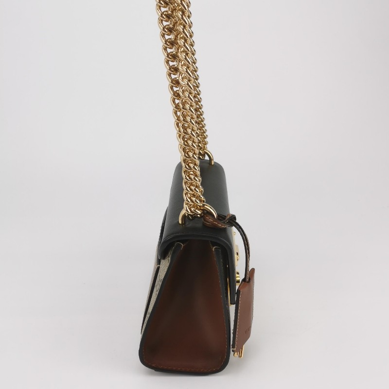 Gucci Padlock小號牛皮老花拼皮鎖釦單肩包-3