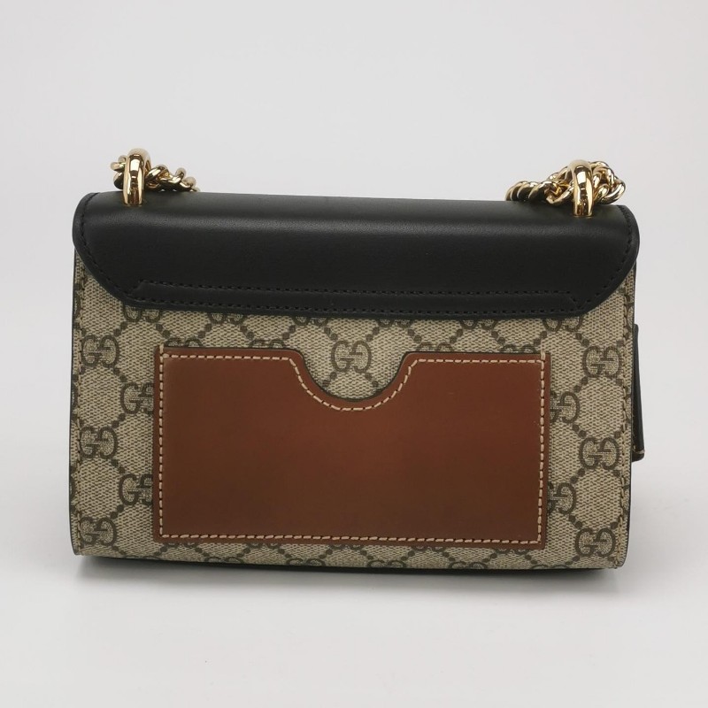 Gucci Padlock小號牛皮老花拼皮鎖釦單肩包-4