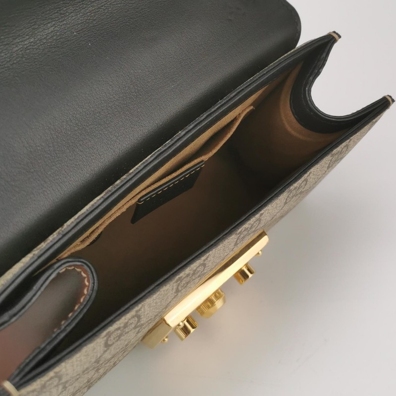 Gucci Padlock小號牛皮老花拼皮鎖釦單肩包-6