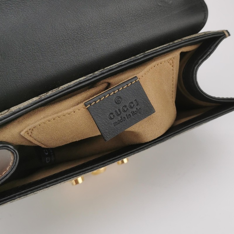 Gucci Padlock小號牛皮老花拼皮鎖釦單肩包-7