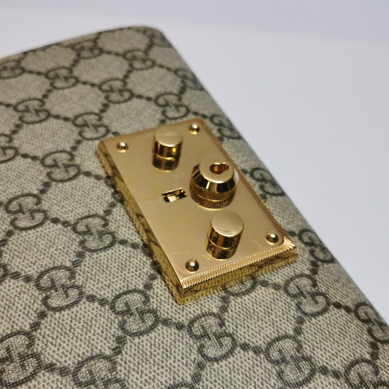 Gucci Padlock小號牛皮老花拼皮鎖釦單肩包-9