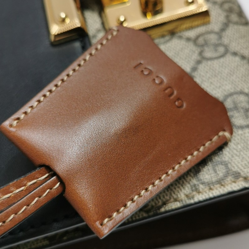 Gucci Padlock小號牛皮老花拼皮鎖釦單肩包-13