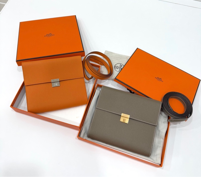 HERMES 愛馬仕 clic 16 大象灰 金扣 斜背包 肩背包 側背包 手拿包-3