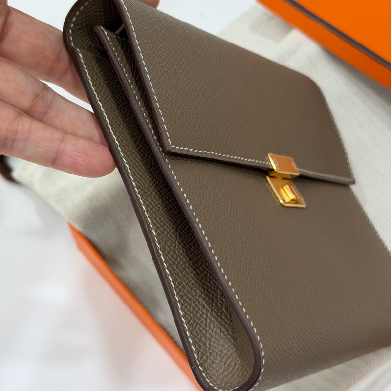 HERMES 愛馬仕 clic 16 大象灰 金扣 斜背包 肩背包 側背包 手拿包-13