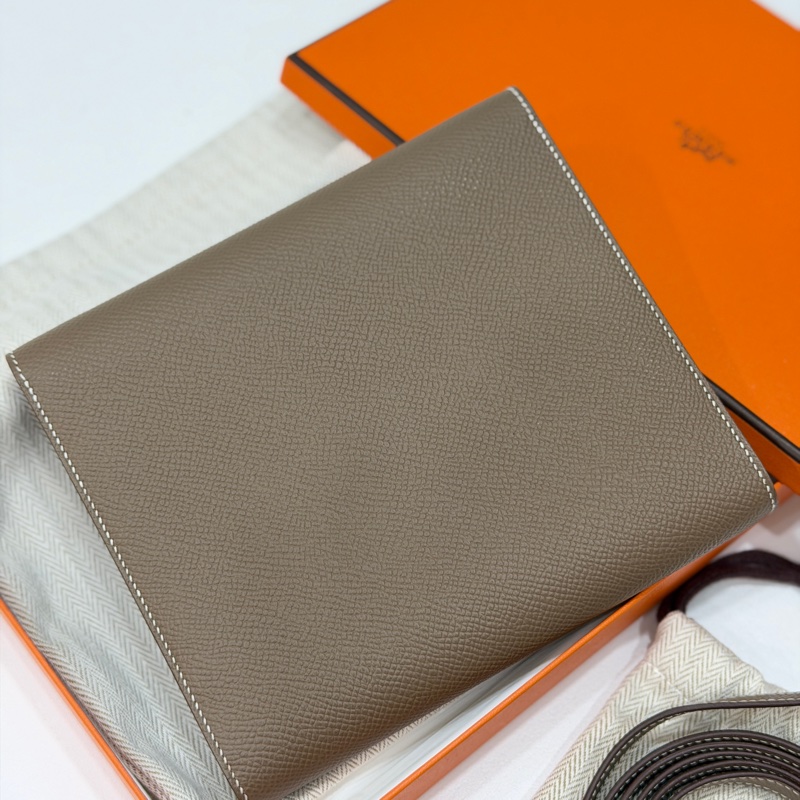 HERMES 愛馬仕 clic 16 大象灰 金扣 斜背包 肩背包 側背包 手拿包-15