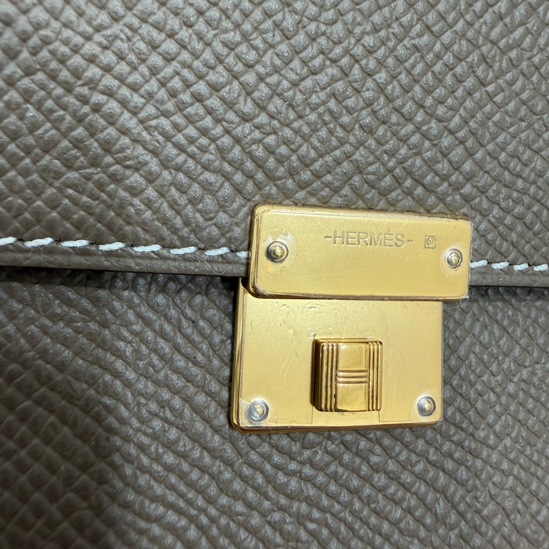 HERMES 愛馬仕 clic 16 大象灰 金扣 斜背包 肩背包 側背包 手拿包-18