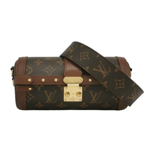 Louis Vuitton (LV)Papillon Trunk牛皮老花S-lock鎖釦圓筒包斜挎包單肩包晶片款