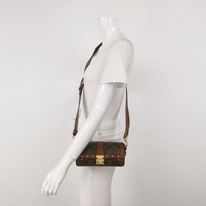 Louis Vuitton (LV)Papillon Trunk牛皮老花S-lock鎖釦圓筒包斜挎包單肩包晶片款-1