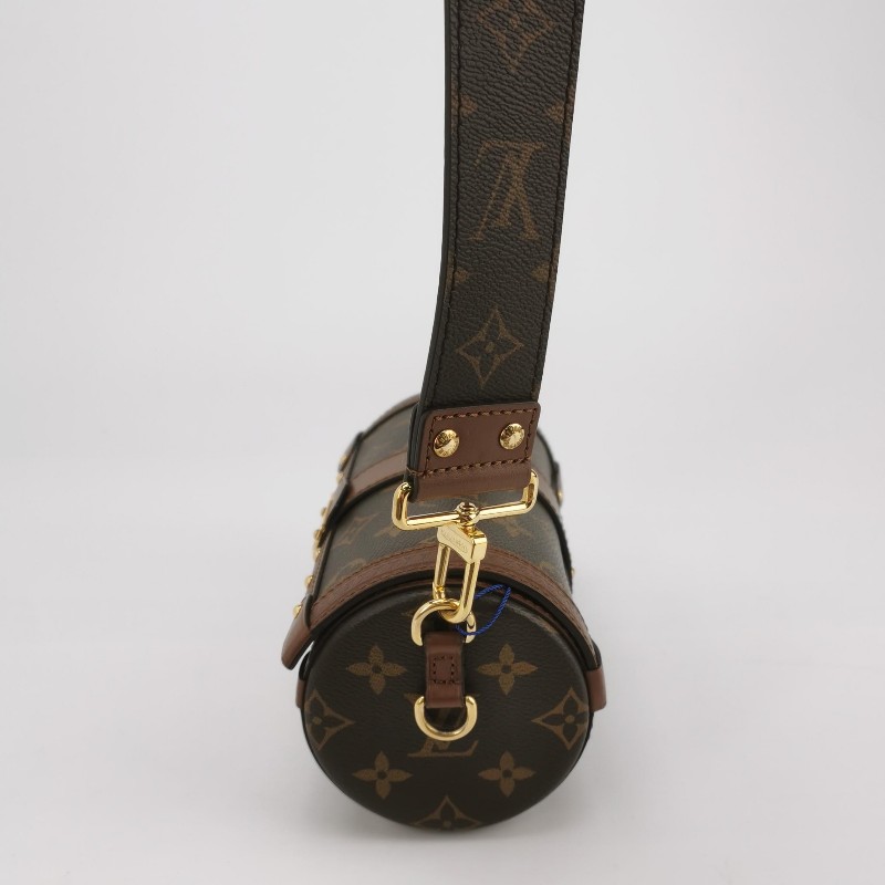 Louis Vuitton (LV)Papillon Trunk牛皮老花S-lock鎖釦圓筒包斜挎包單肩包晶片款-2