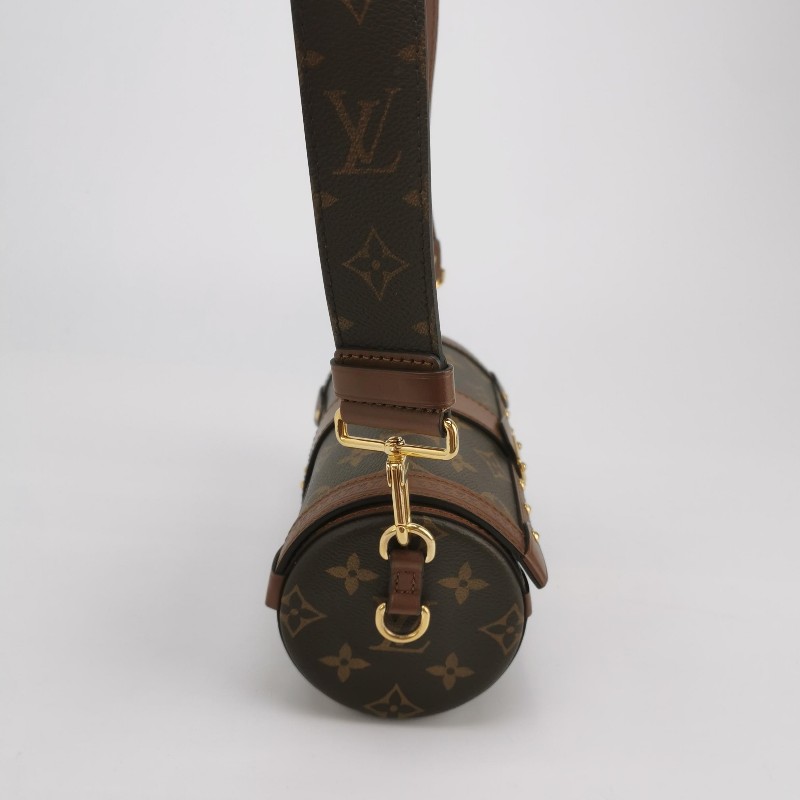 Louis Vuitton (LV)Papillon Trunk牛皮老花S-lock鎖釦圓筒包斜挎包單肩包晶片款-3