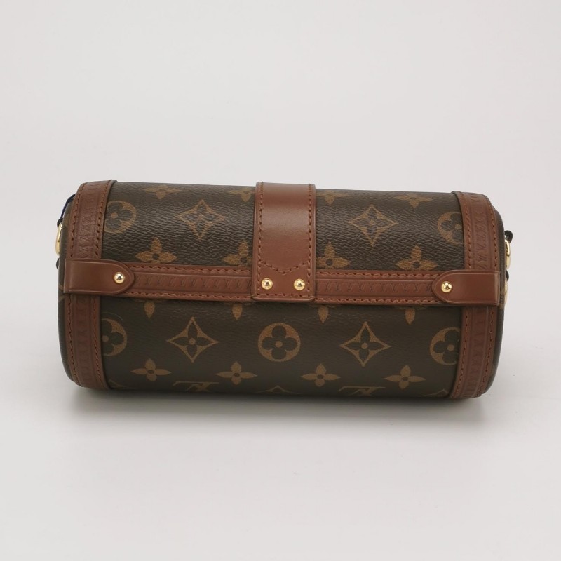 Louis Vuitton (LV)Papillon Trunk牛皮老花S-lock鎖釦圓筒包斜挎包單肩包晶片款-4