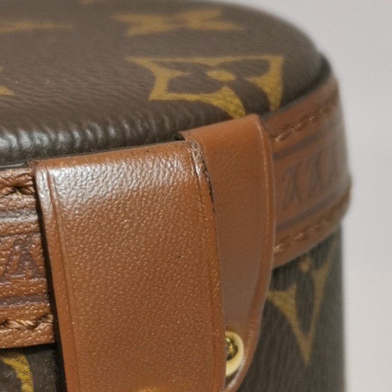 Louis Vuitton (LV)Papillon Trunk牛皮老花S-lock鎖釦圓筒包斜挎包單肩包晶片款-15