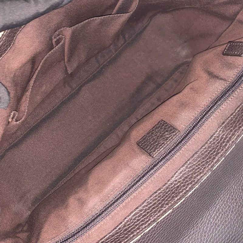 Gucci/古馳棕色老花郵差包黑 底長31㎝。-8