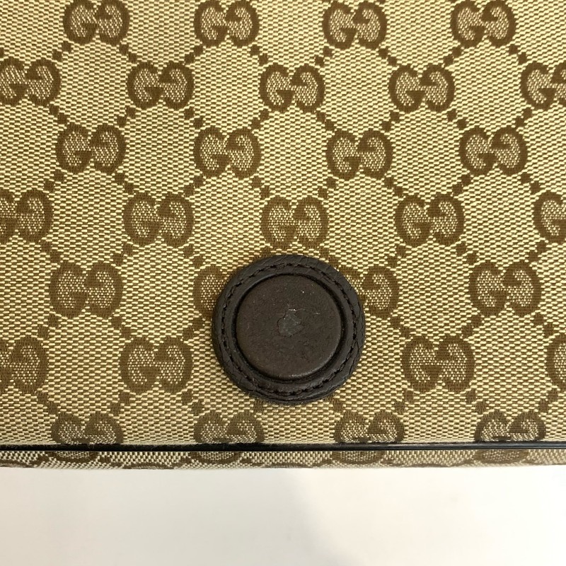 Gucci/古馳棕色老花郵差包黑 底長31㎝。-15