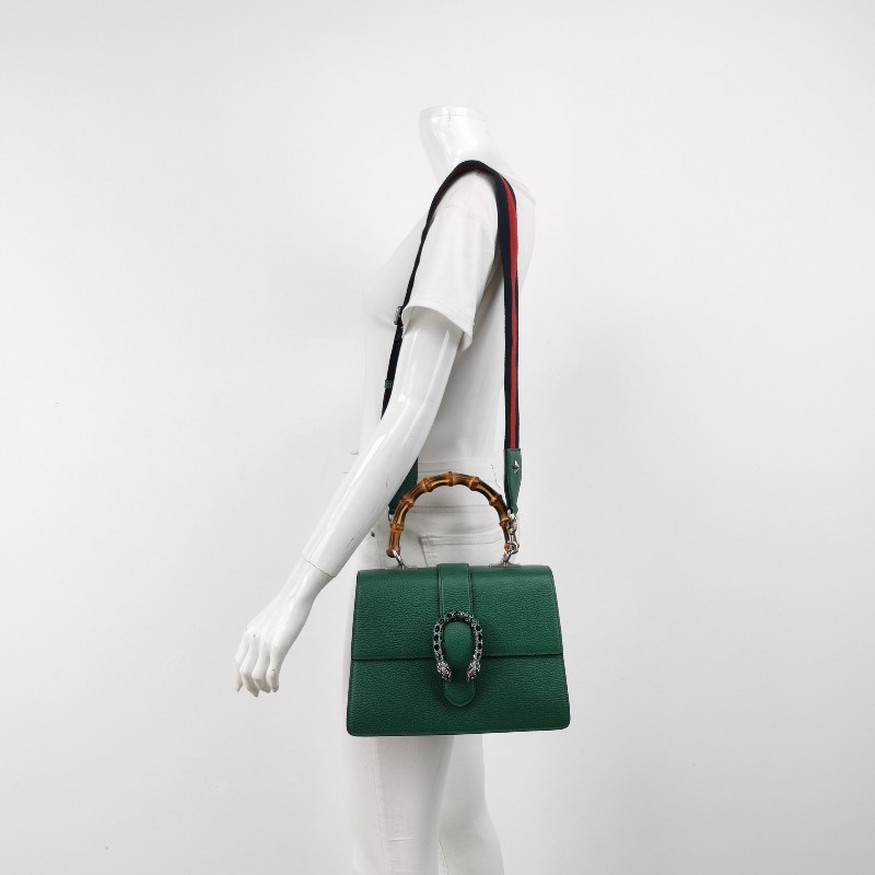 Gucci Dionysus酒神包中號牛皮竹節把手雙虎頭搭扣單肩包-1