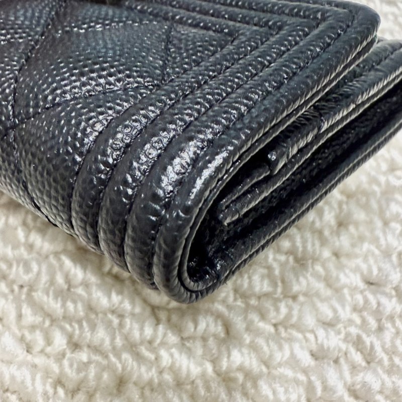 CHANEL - 黑色荔枝皮銀釦boy下蓋單層卡包-8