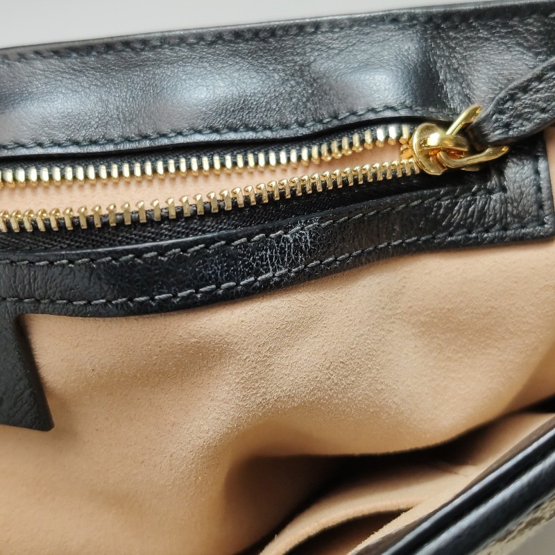 Gucci GG Marmont牛皮帆布GG老花雙G標誌口蓋包單肩包-9