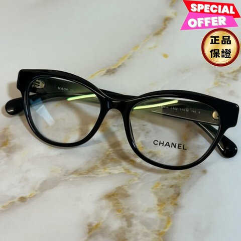 🎉新品好折扣✨Chanel 3440H Butterfly 珍珠裝飾平光眼鏡鏡框 黑金／珍珠飾邊