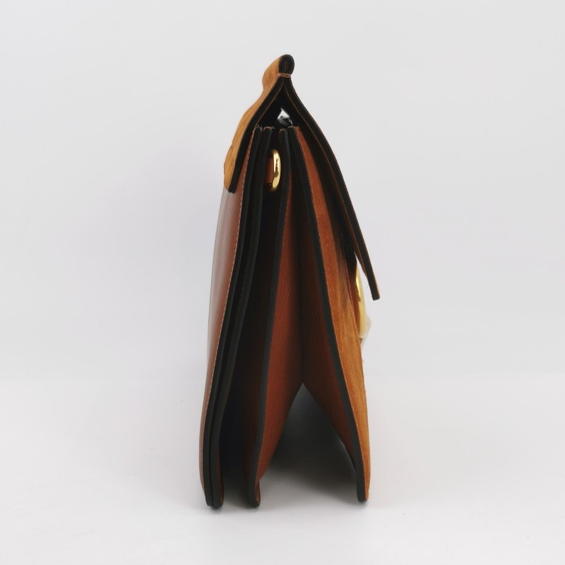 Chloe Faye蛇皮翻毛皮拼色鏈條扣飾斜挎包-3