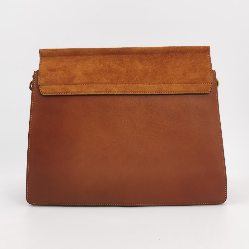 Chloe Faye蛇皮翻毛皮拼色鏈條扣飾斜挎包-4