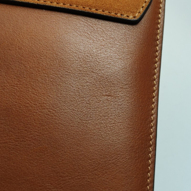 Chloe Faye蛇皮翻毛皮拼色鏈條扣飾斜挎包-13