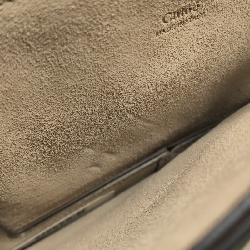 Chloe Faye蛇皮翻毛皮拼色鏈條扣飾斜挎包-14