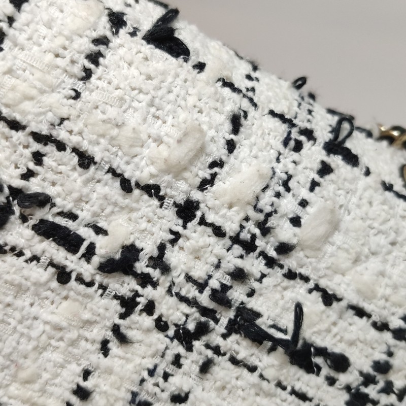 Chanel 牛皮毛呢字母雙C鏈條斜挎單肩包晶片款-14