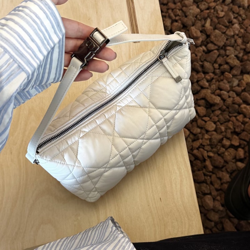 Dior • Travel Nomad 騰格紋 白色銀釦牛皮飯盒包 中號-0