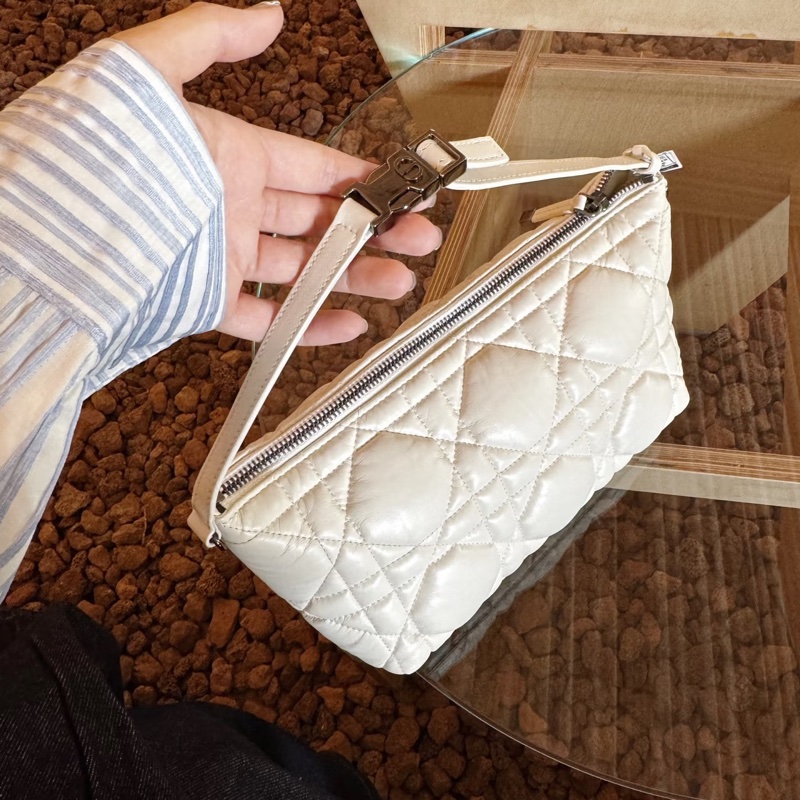 Dior • Travel Nomad 騰格紋 白色銀釦牛皮飯盒包 中號-1