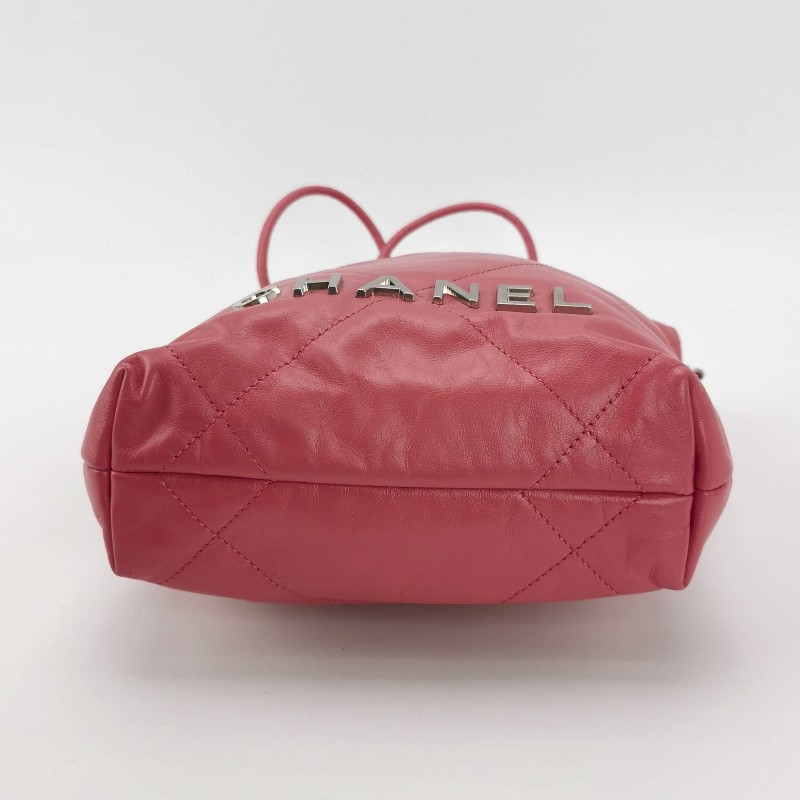 Chanel 22Bag迷你油蠟皮鏈條字母Logo金幣吊墜斜挎單肩包-5