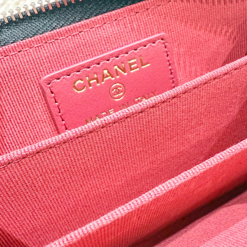 CHANEL - 黑色菱格羊皮19系列零錢卡包-4