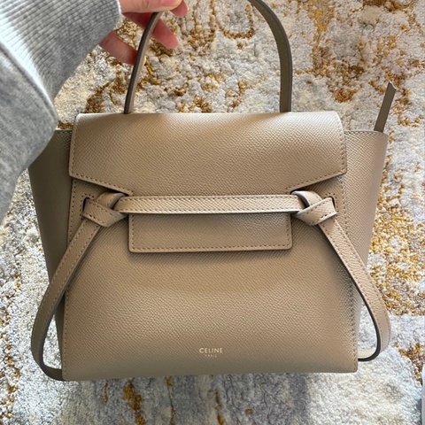 「JL精品代購」98新 CELINE Belt nano 奶茶色鯰魚包