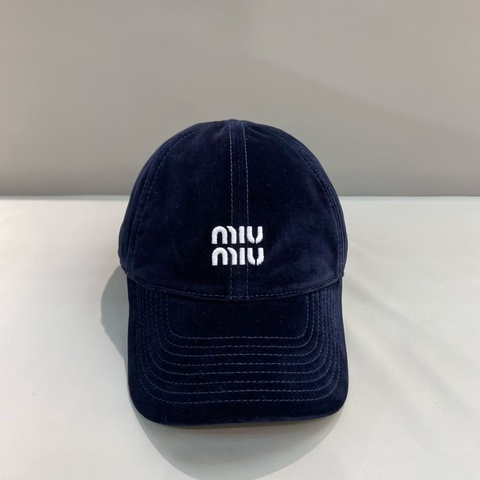 MIUMIU秋天絲絨捧球帽 海軍藍 S M L